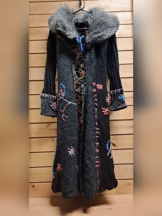 Anthropologie Sweaters - Griffolie Paris Mohair Blend Knit Embroidered Full Length Cardigan Size XS/S